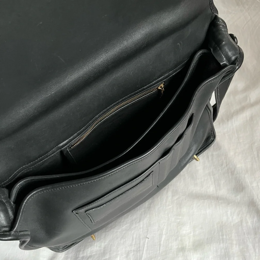 Coach Black Leather Essex Briefcase Crossbody Bag